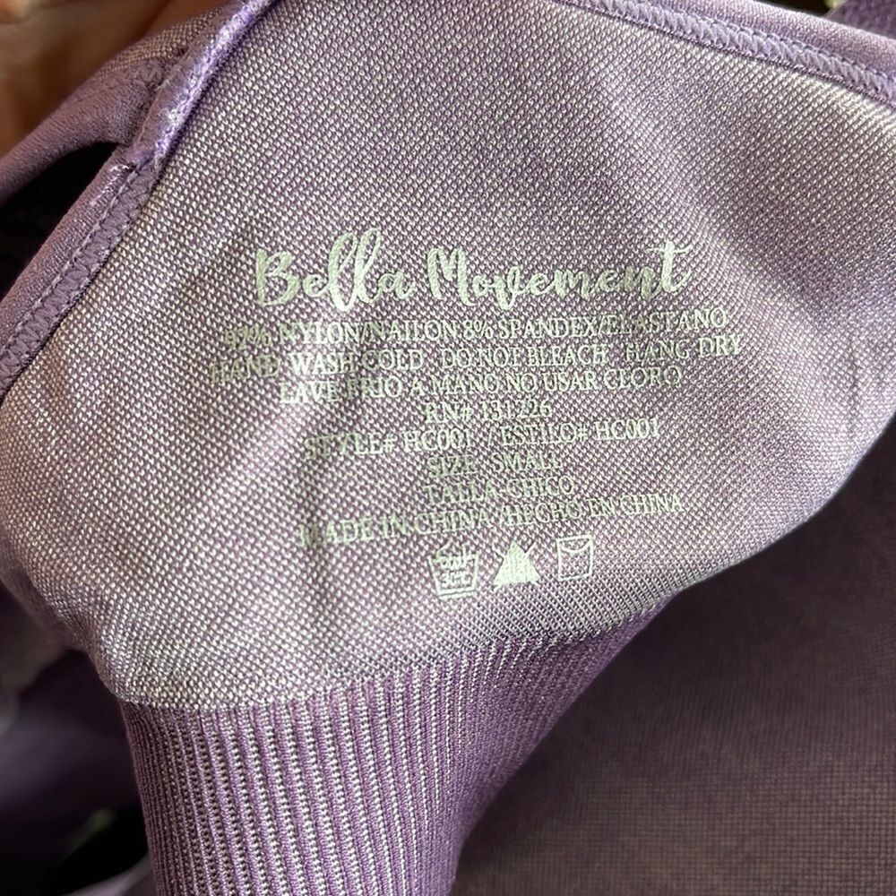Bella Movement purple lilac lavender sports bra slimming fit NEW NWT small soft - Picture 11 of 13